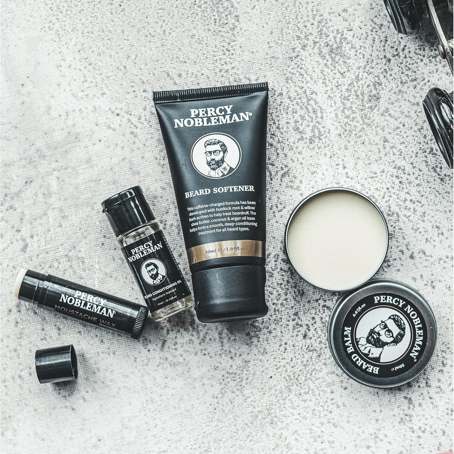 Kit de Cuidado de Barbas Percy Nobleman - Aceite, Balsamo, Cera