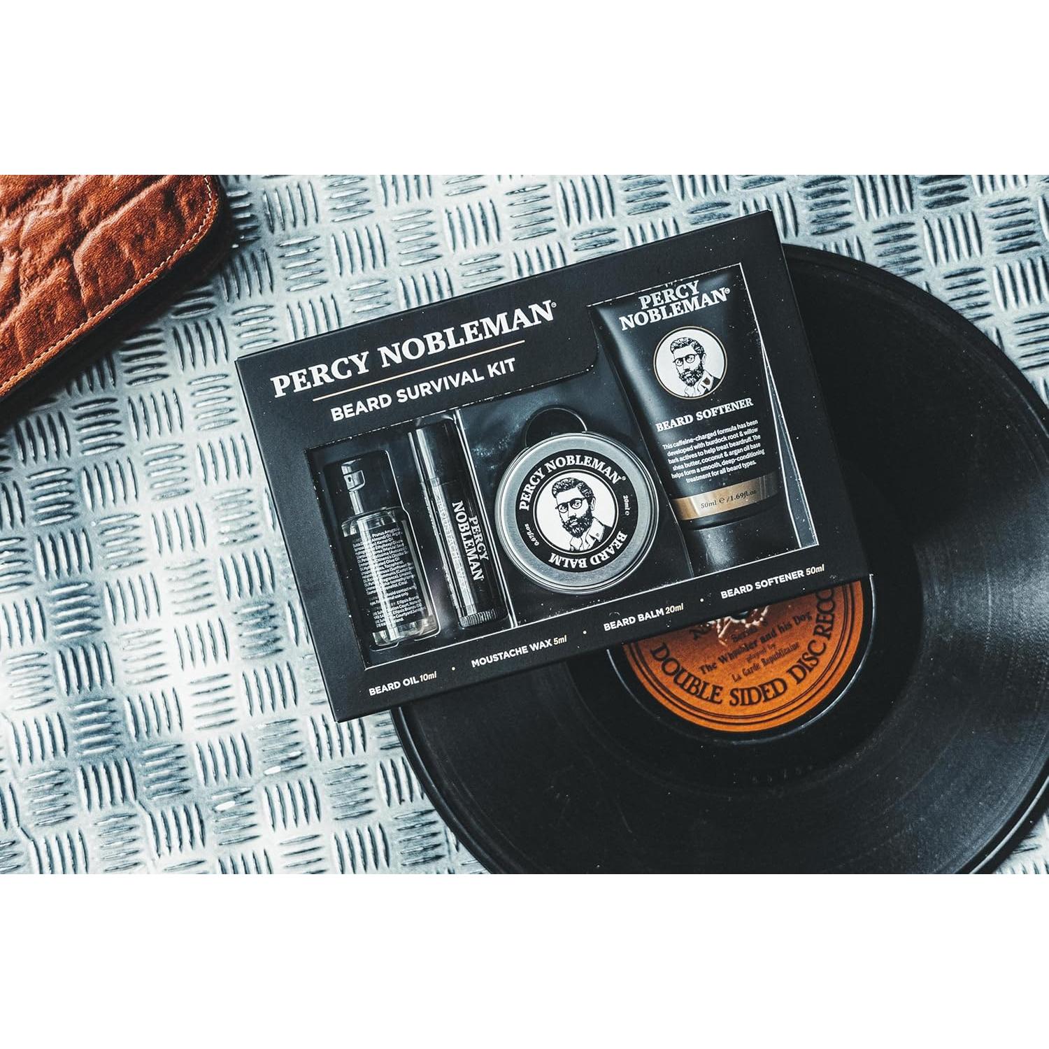 Kit de Cuidado de Barbas Percy Nobleman - Aceite, Balsamo, Cera