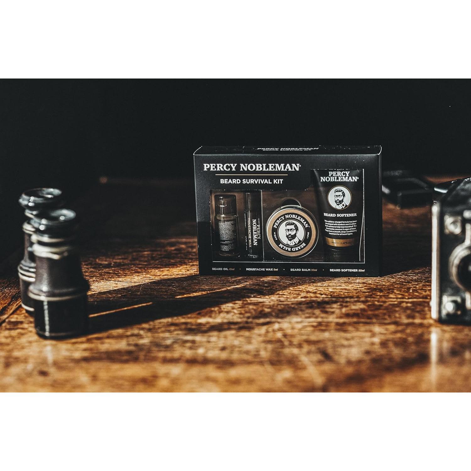 Kit de Cuidado de Barbas Percy Nobleman - Aceite, Balsamo, Cera