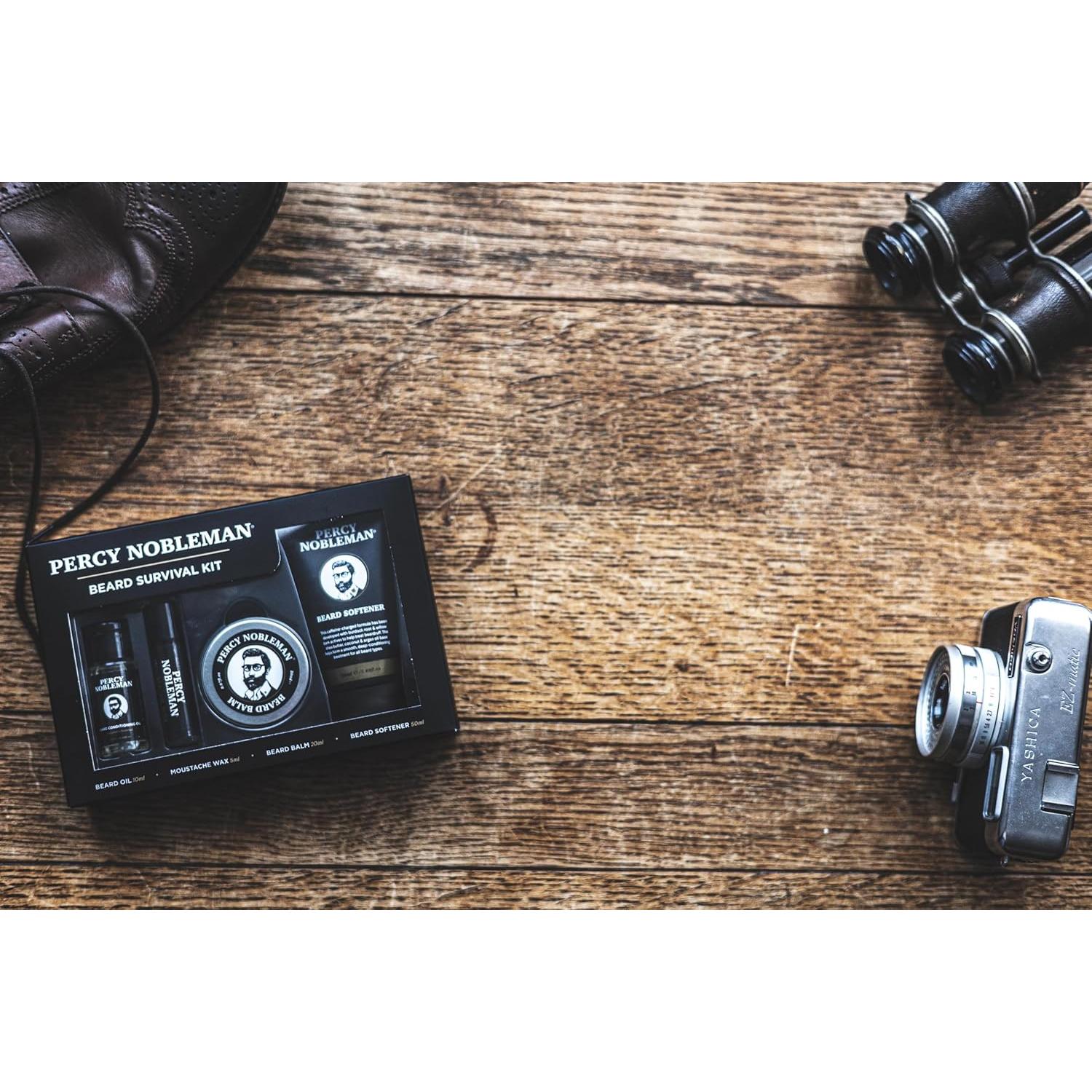 Kit de Cuidado de Barbas Percy Nobleman - Aceite, Balsamo, Cera