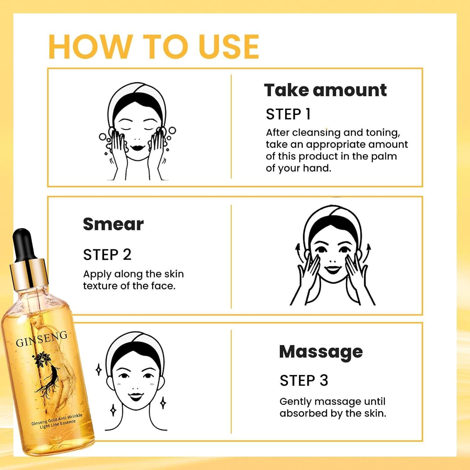 Suero Antiarrugas Ginseng Oro HWM 207 ml - Hidratante y Rejuvenecedor