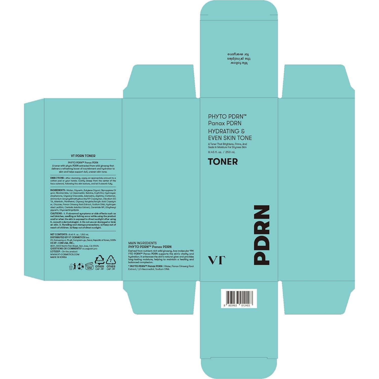 Tónico Facial Hidratante VT COSMETICS 250 ml PDRN Vegano