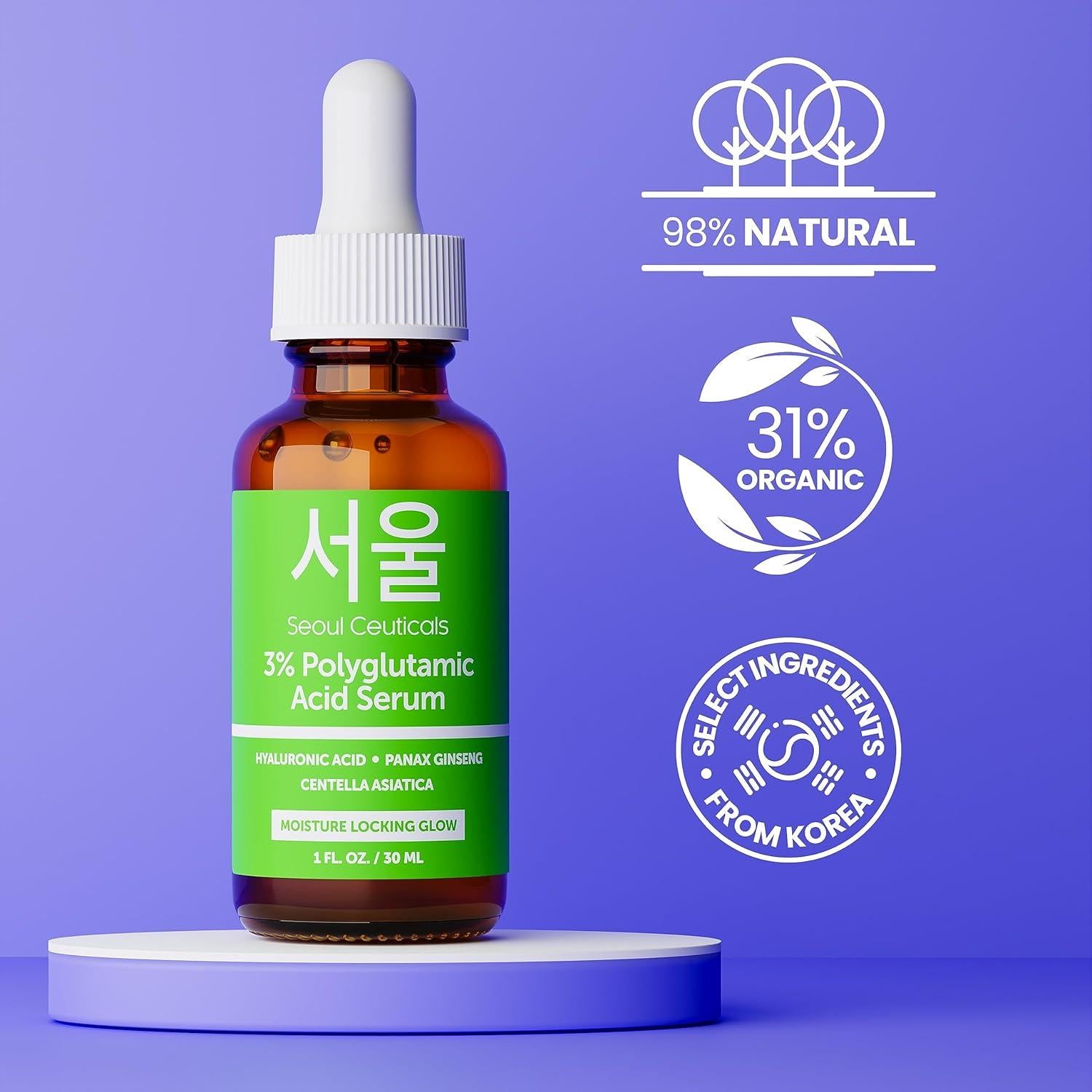 Suero Antienvejecimiento SeoulCeuticals 30ml - Ácido Poliglutámico + HA + Cica