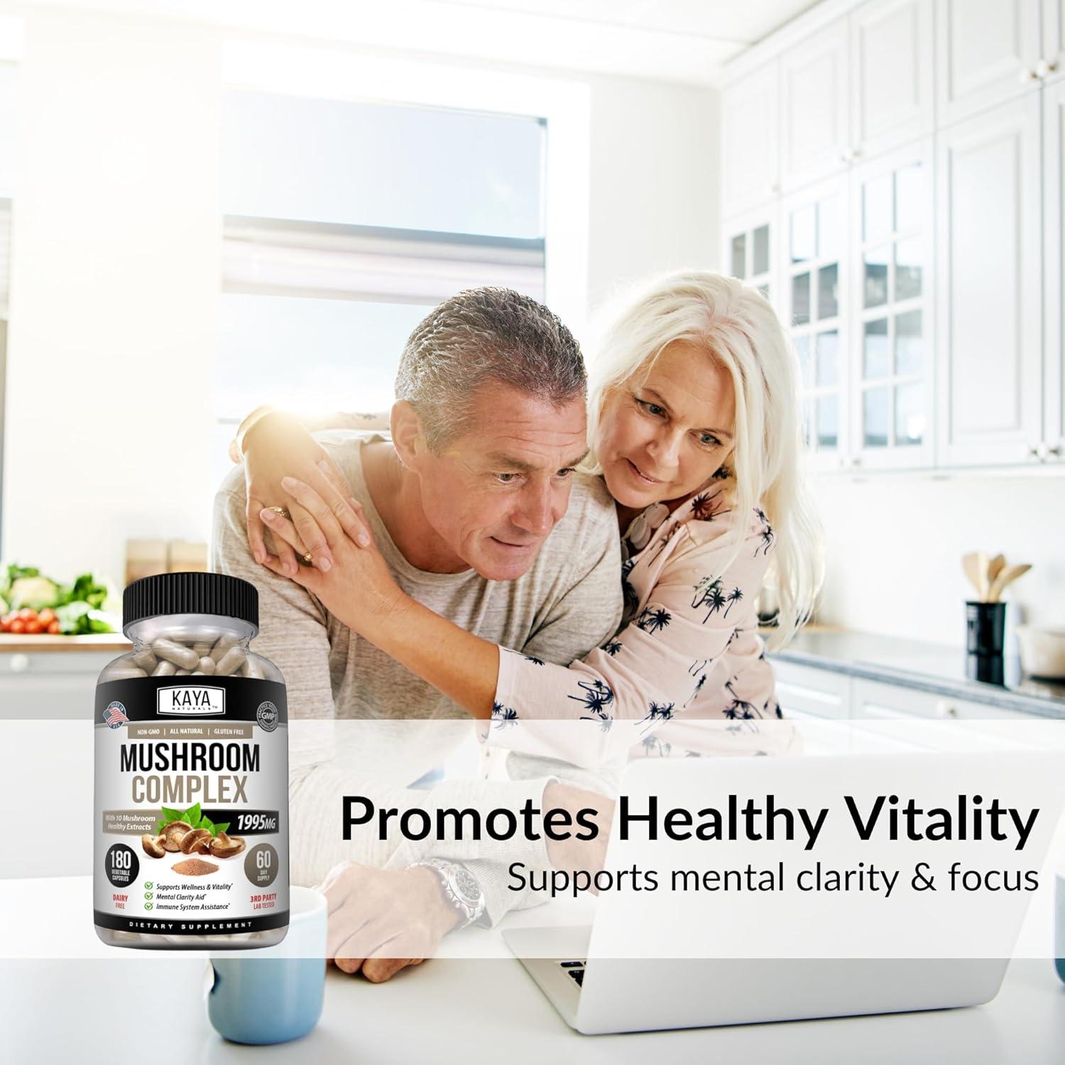 Kaya Naturals Suplemento de Hongos Premium 180 Cápsulas 1995mg