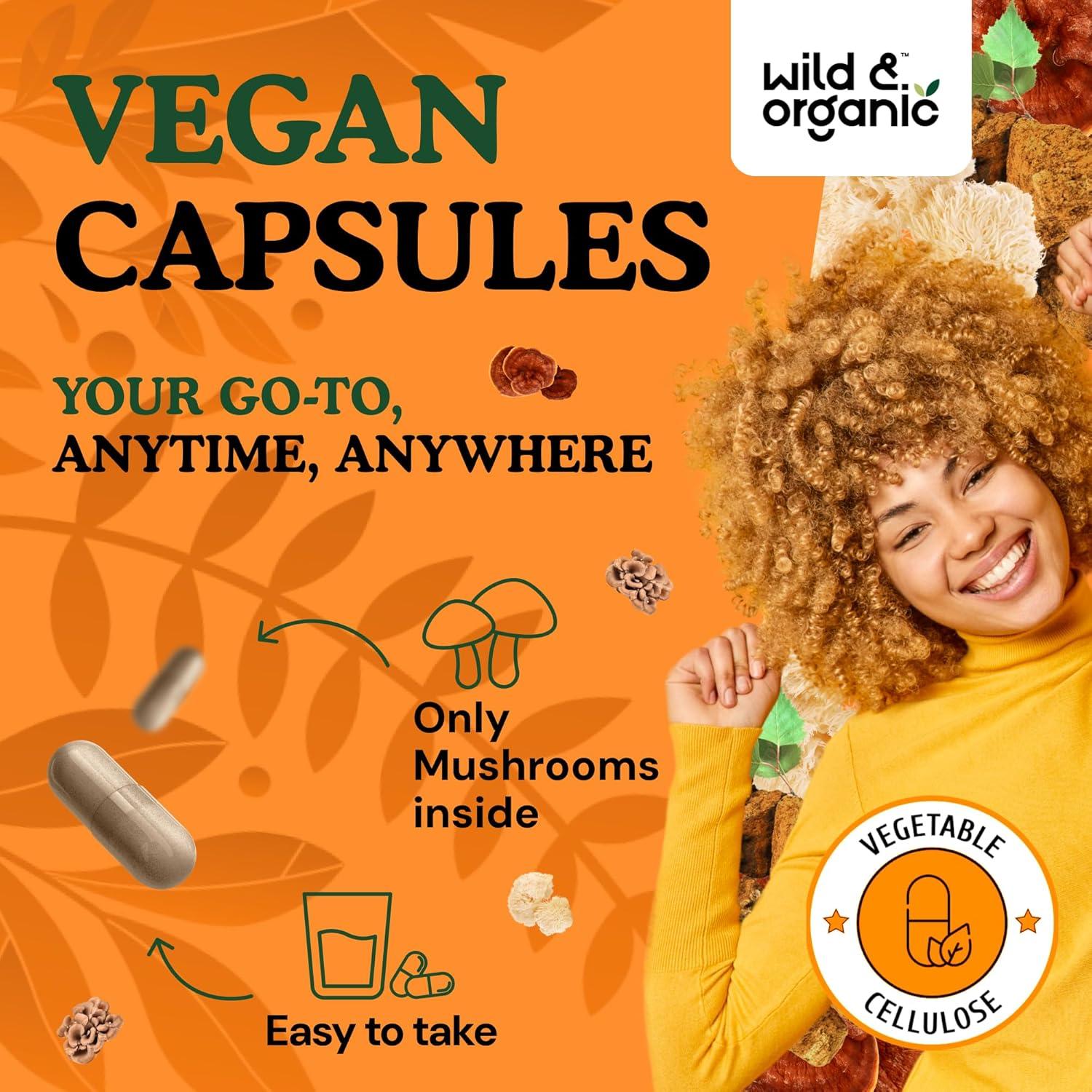 Cápsulas de Hongos Inmunes Silvestres y Orgánicos 60 Caps - Vegano