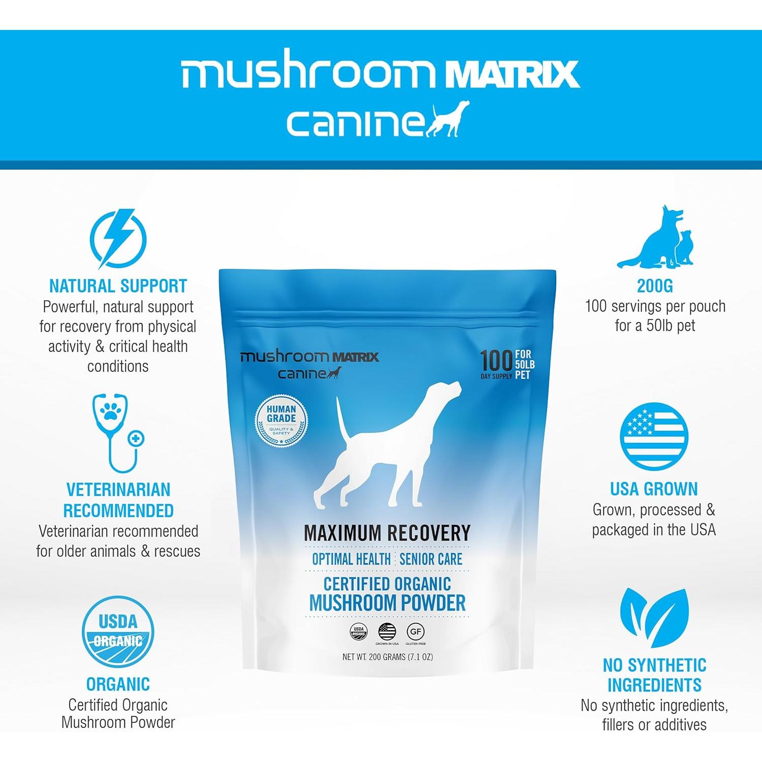 Suplemento en polvo Om Mushroom Matrix 200g para perros y gatos
