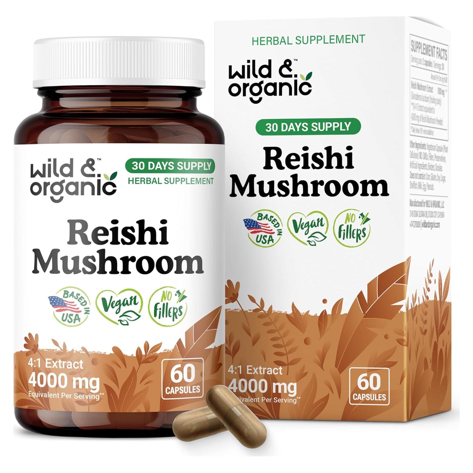 Cápsulas de Hongo Reishi Orgánico 1000 mg - 60 Veganas