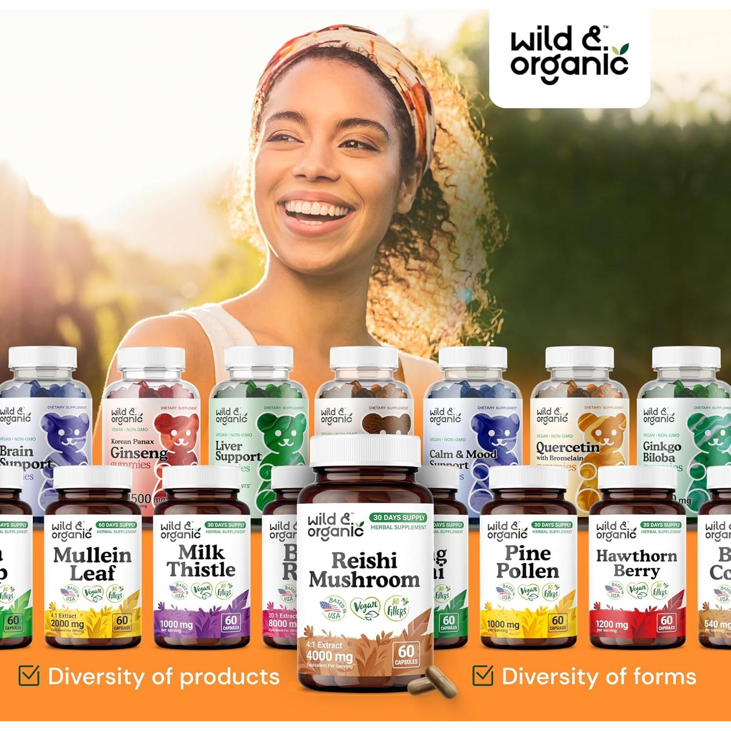 Cápsulas de Hongo Reishi Orgánico 1000 mg - 60 Veganas