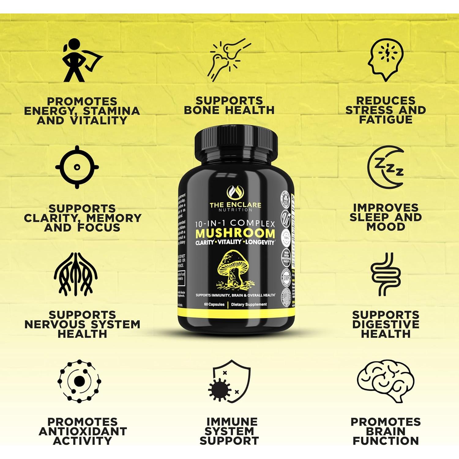 Suplemento de Hongos Enclare Nutrition 10 en 1 Inmunológico 113g