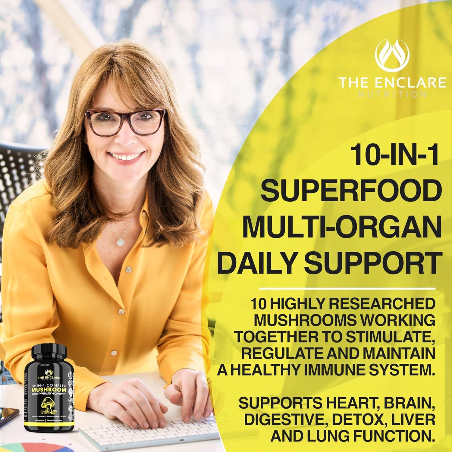 Suplemento de Hongos Enclare Nutrition 10 en 1 Inmunológico 113g