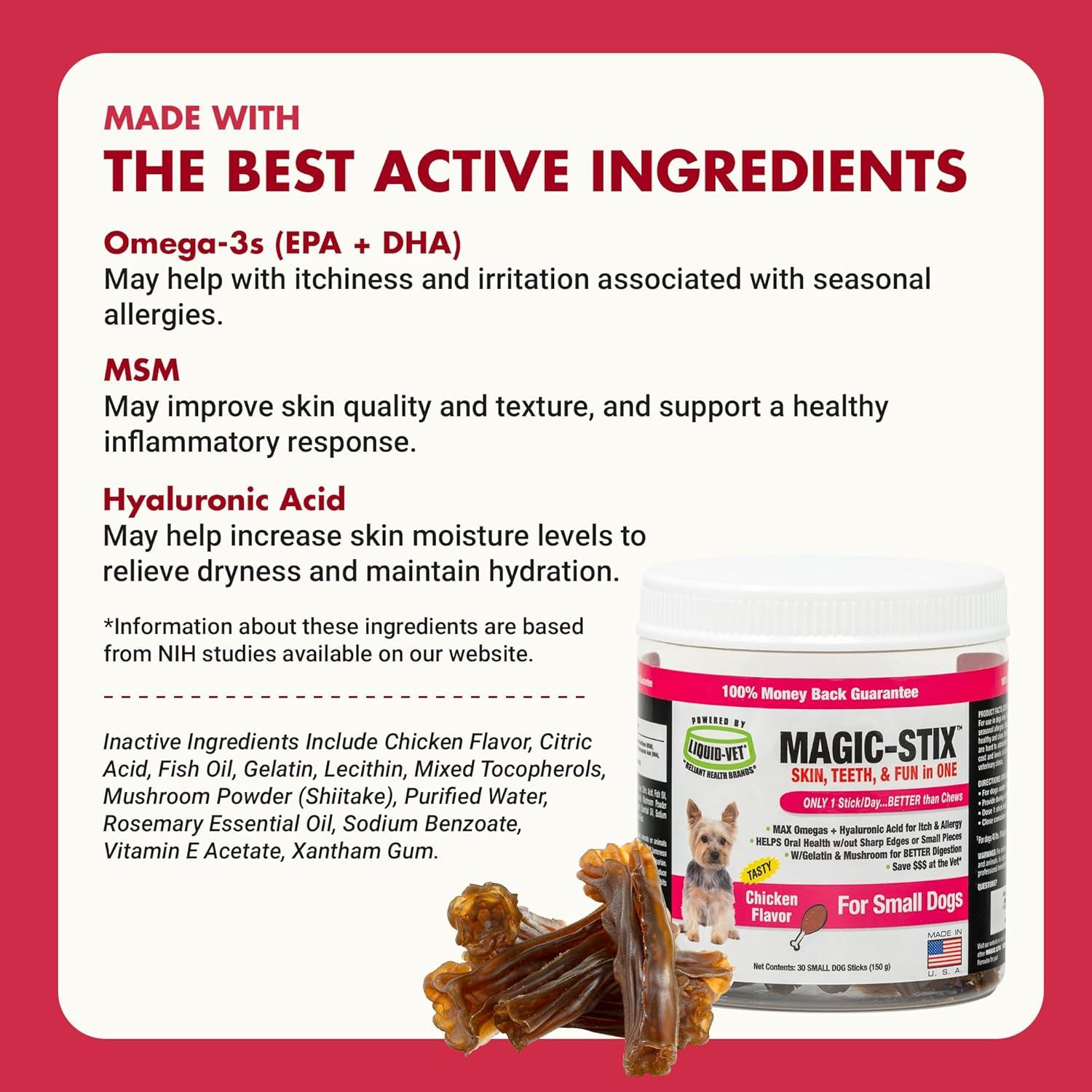 LIQUID-VET Magic-STIX Masticables para Perros Pequeños Sabor Pollo - 30 Unidades