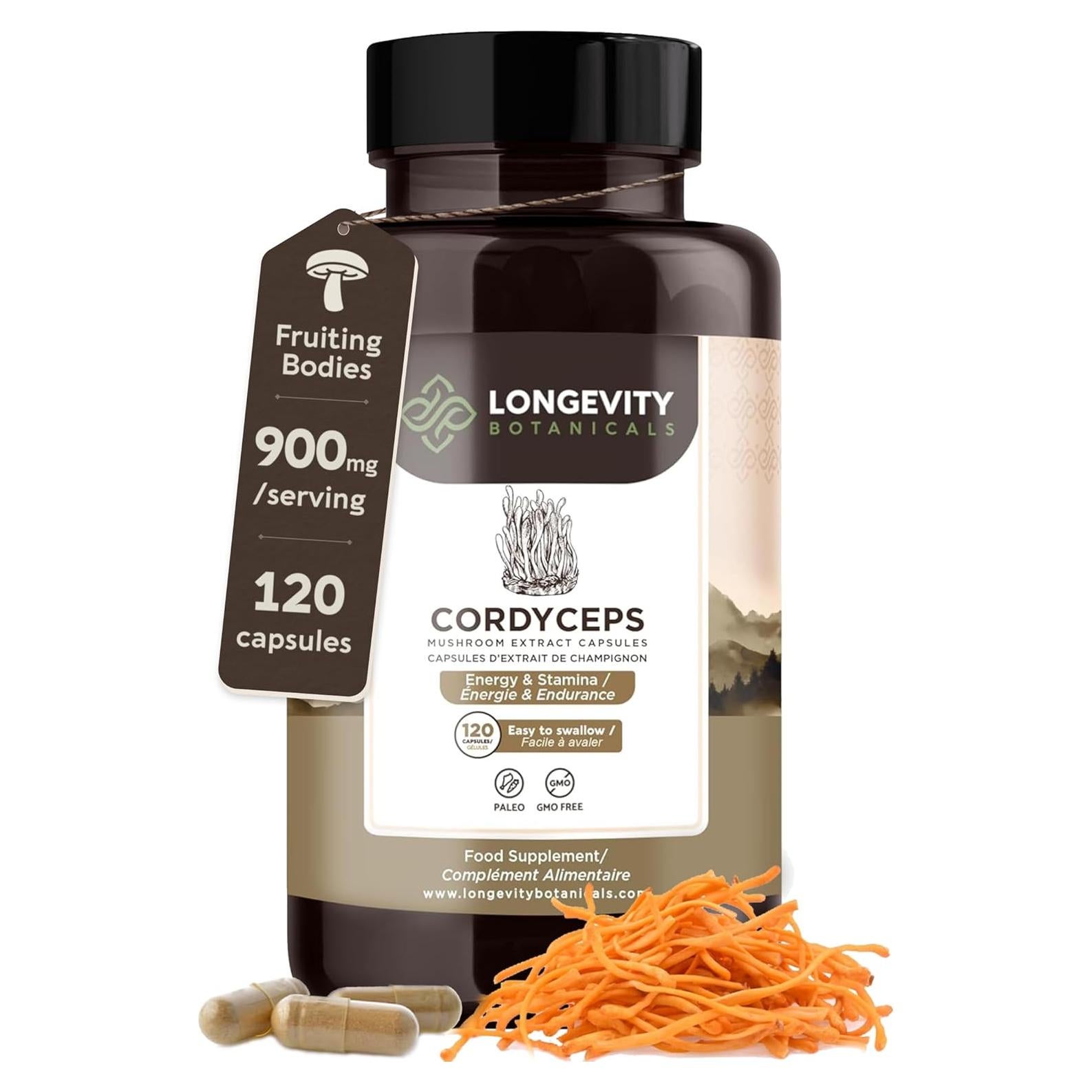 Cápsulas de Hongo Cordyceps Orgánico Longevity 120 Unidades