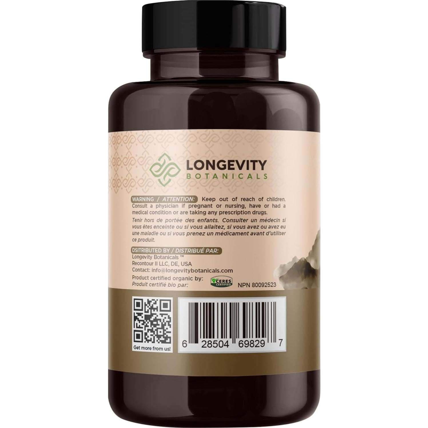 Cápsulas de Hongo Cordyceps Orgánico Longevity 120 Unidades