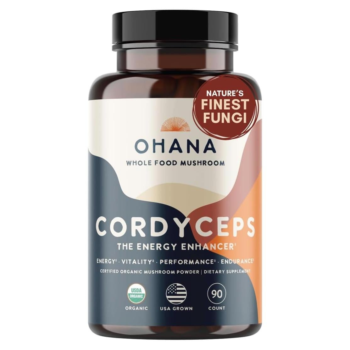 Suplemento de Hongos Orgánicos Ohana Cordyceps 90 Cápsulas