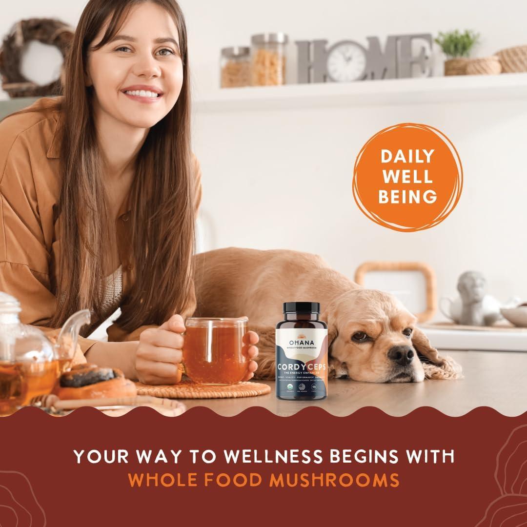 Suplemento de Hongos Orgánicos Ohana Cordyceps 90 Cápsulas