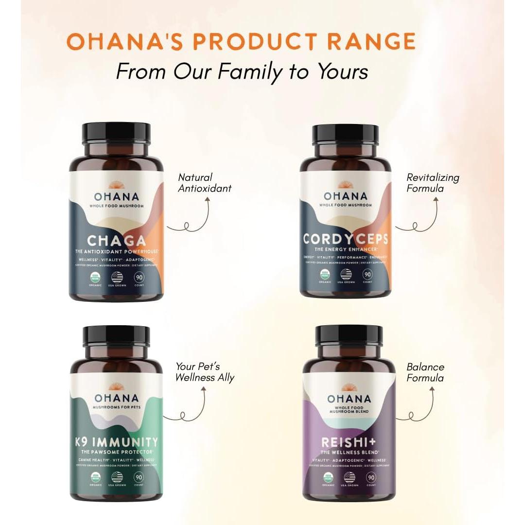 Suplemento de Hongos Orgánicos Ohana Cordyceps 90 Cápsulas
