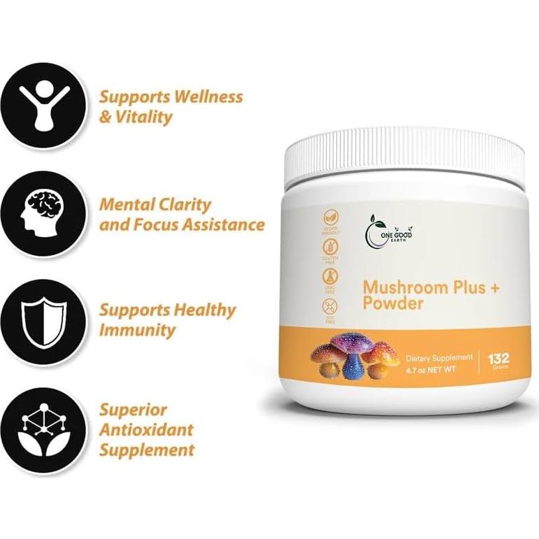 Polvo de Champiñón Plus 1000mg One Good Earth con Vitaminas