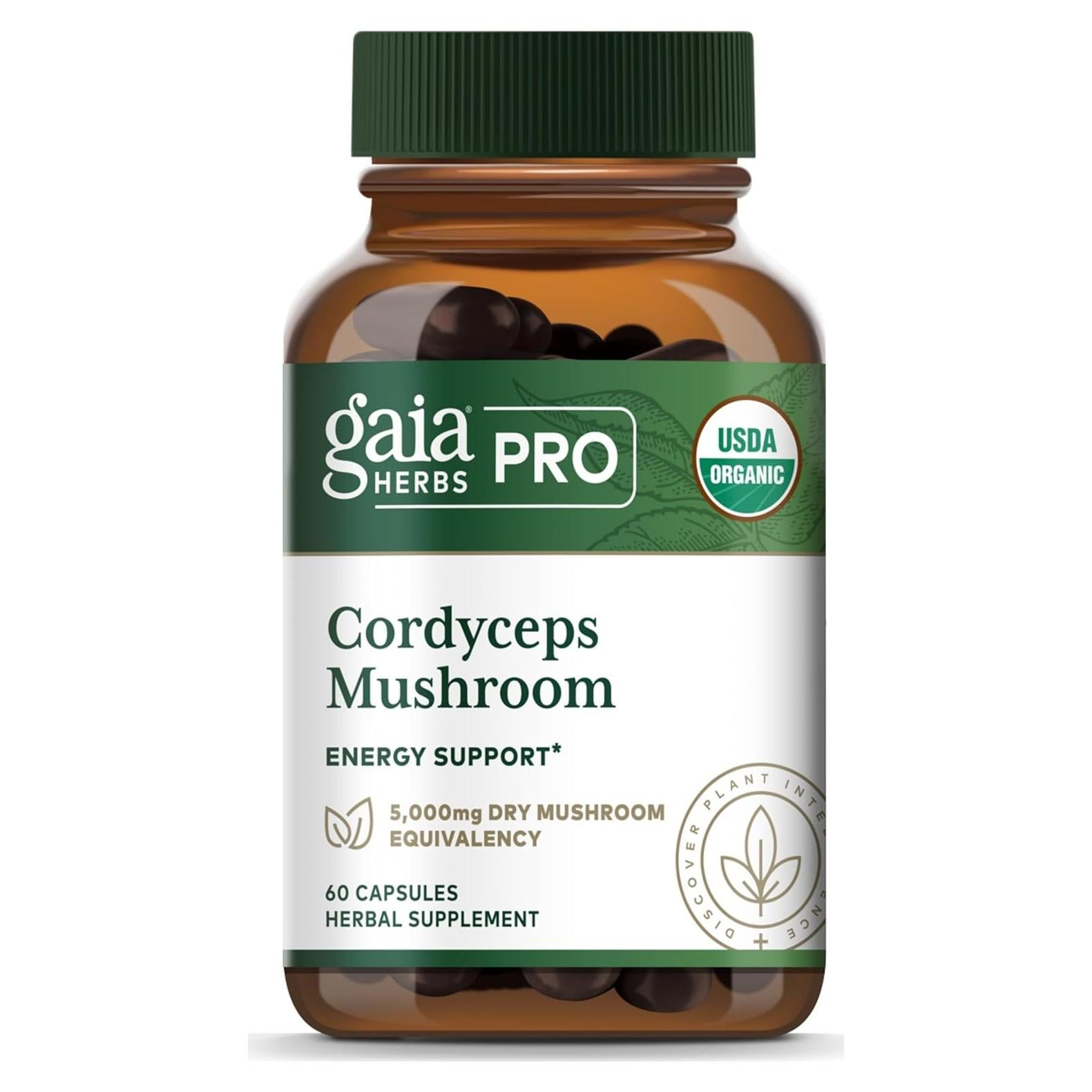 Cápsulas de Hongo Cordyceps Gaia Herbs - 60 Unidades