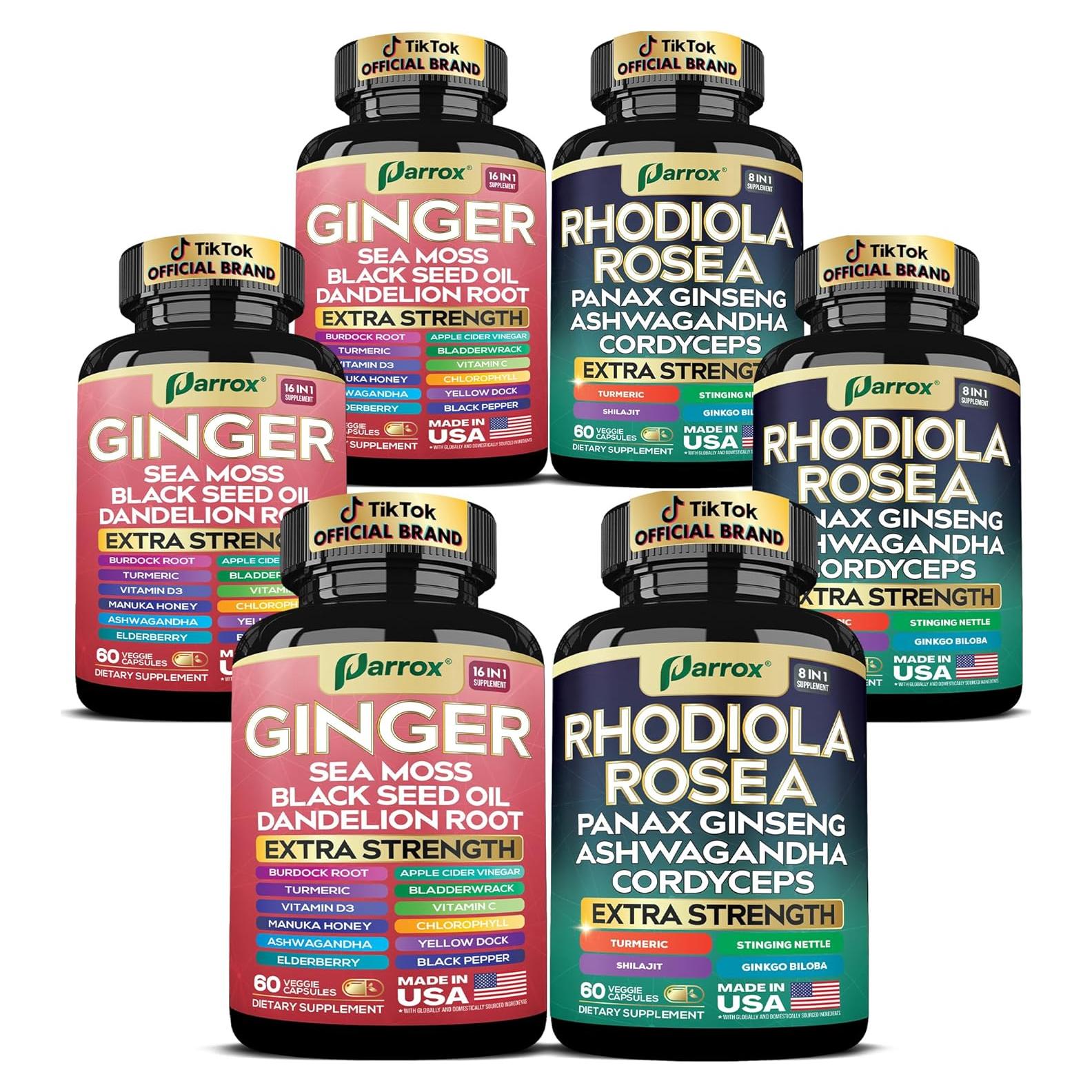 Suplemento Herbal Parrox 60 Cápsulas - Jengibre y Rhodiola