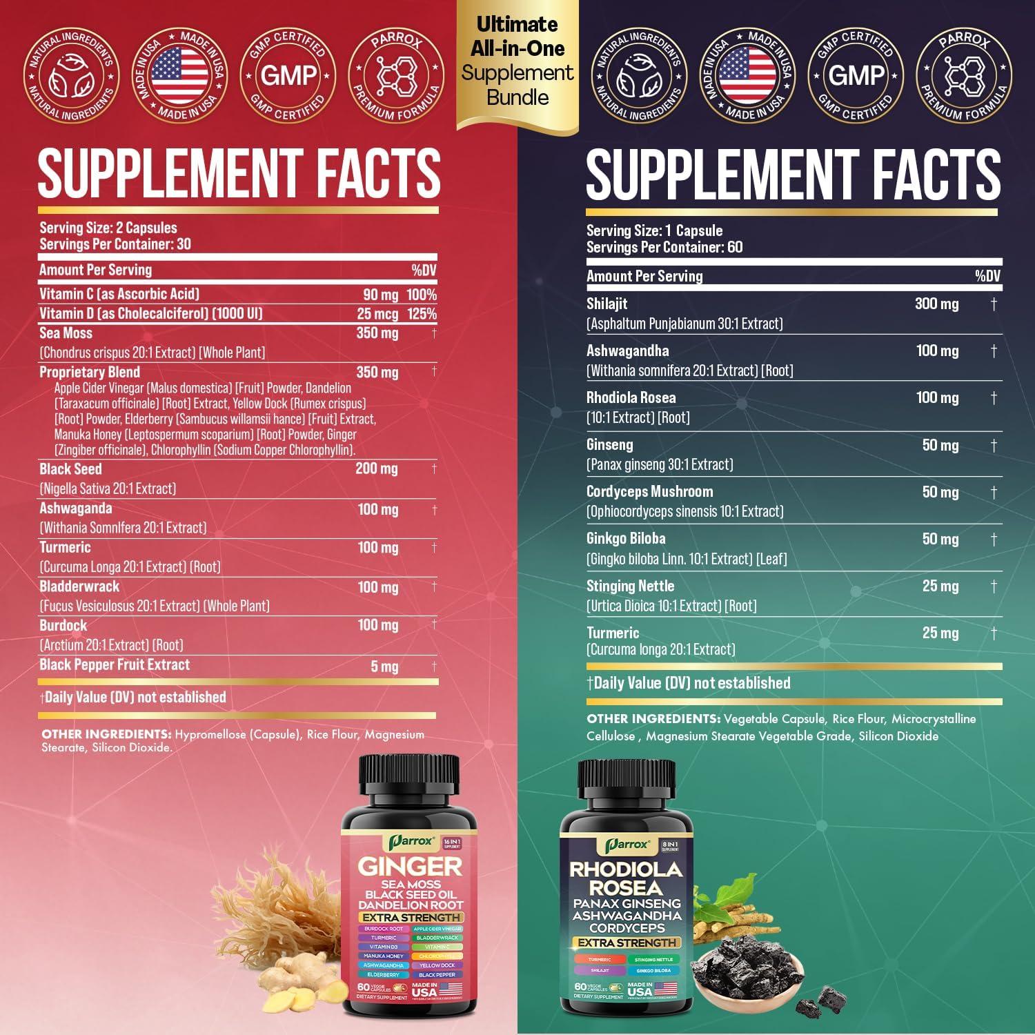 Suplemento Herbal Parrox 60 Cápsulas - Jengibre y Rhodiola