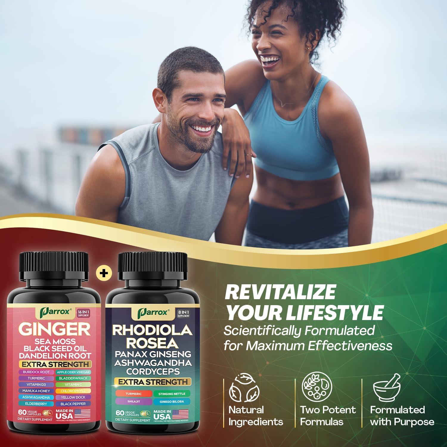 Suplemento Herbal Parrox 60 Cápsulas - Jengibre y Rhodiola