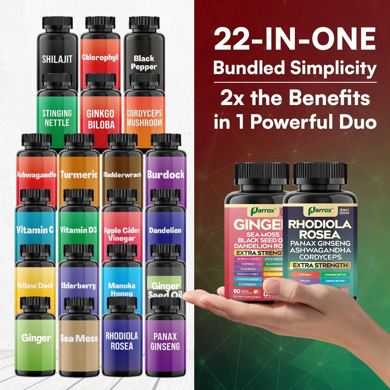 Suplemento Herbal Parrox 60 Cápsulas - Jengibre y Rhodiola