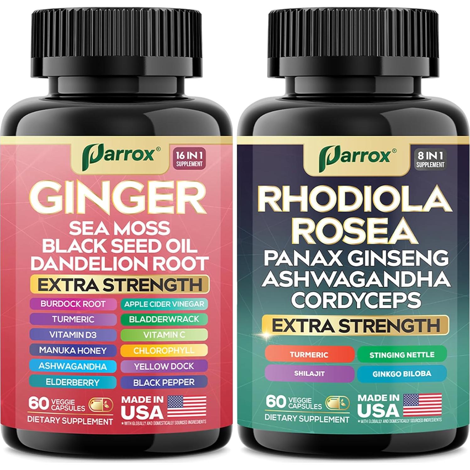 Suplemento Herbal Parrox 60 Cápsulas - Jengibre y Rhodiola