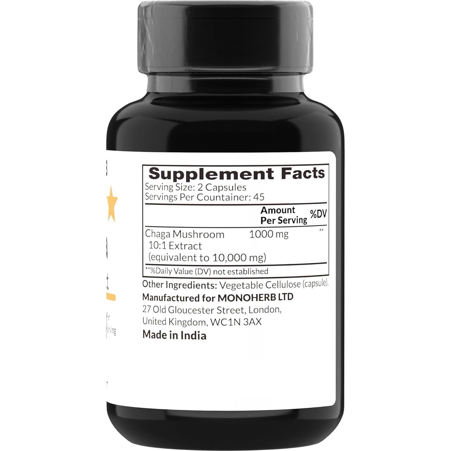 Extracto de Hongos Chaga Monoherb 1000 mg - 90 Cápsulas Vegetales