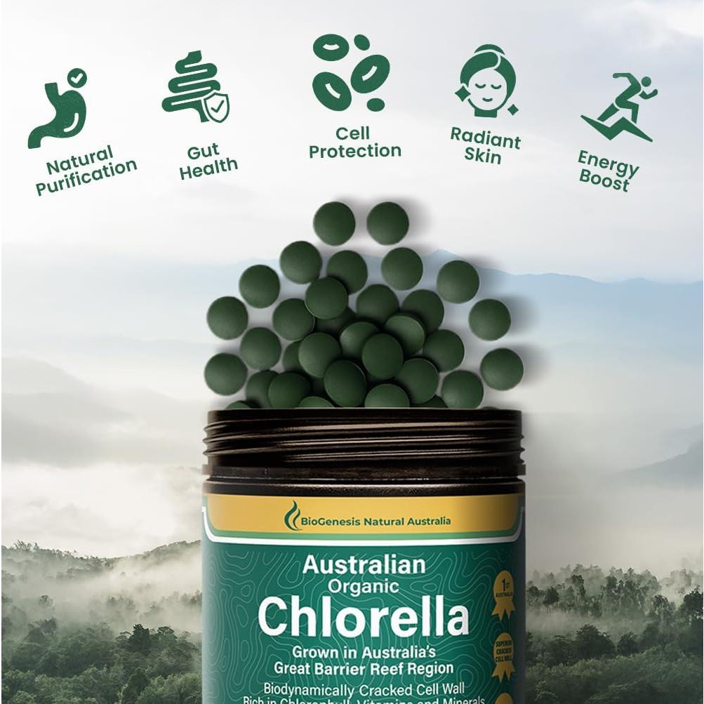 Tabletas de Chlorella Orgánica BioGenesis 600 Unidades 500mg