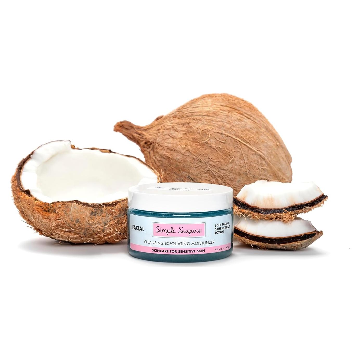 Espuma Azul de Espirulina y Coco Simple Sugars - Limpiador Exfoliante Hidratante para Piel Sensible y Eccema