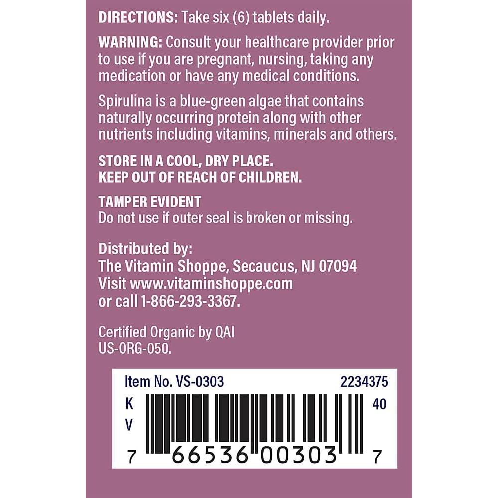 Espinaca de Mar Orgánica The Vitamin Shoppe 500 mg - 200 Tabletas