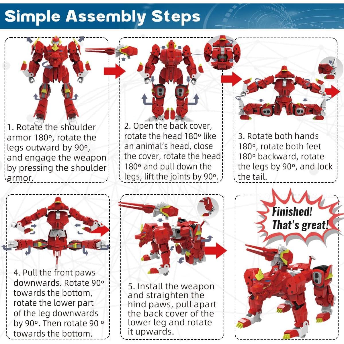 Robot Transformador Wenbeier Kirin 25,4 cm Rojo para Niños