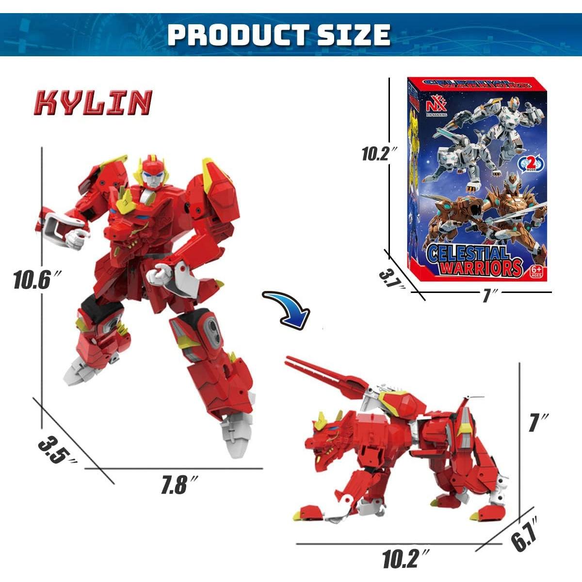 Robot Transformador Wenbeier Kirin 25,4 cm Rojo para Niños