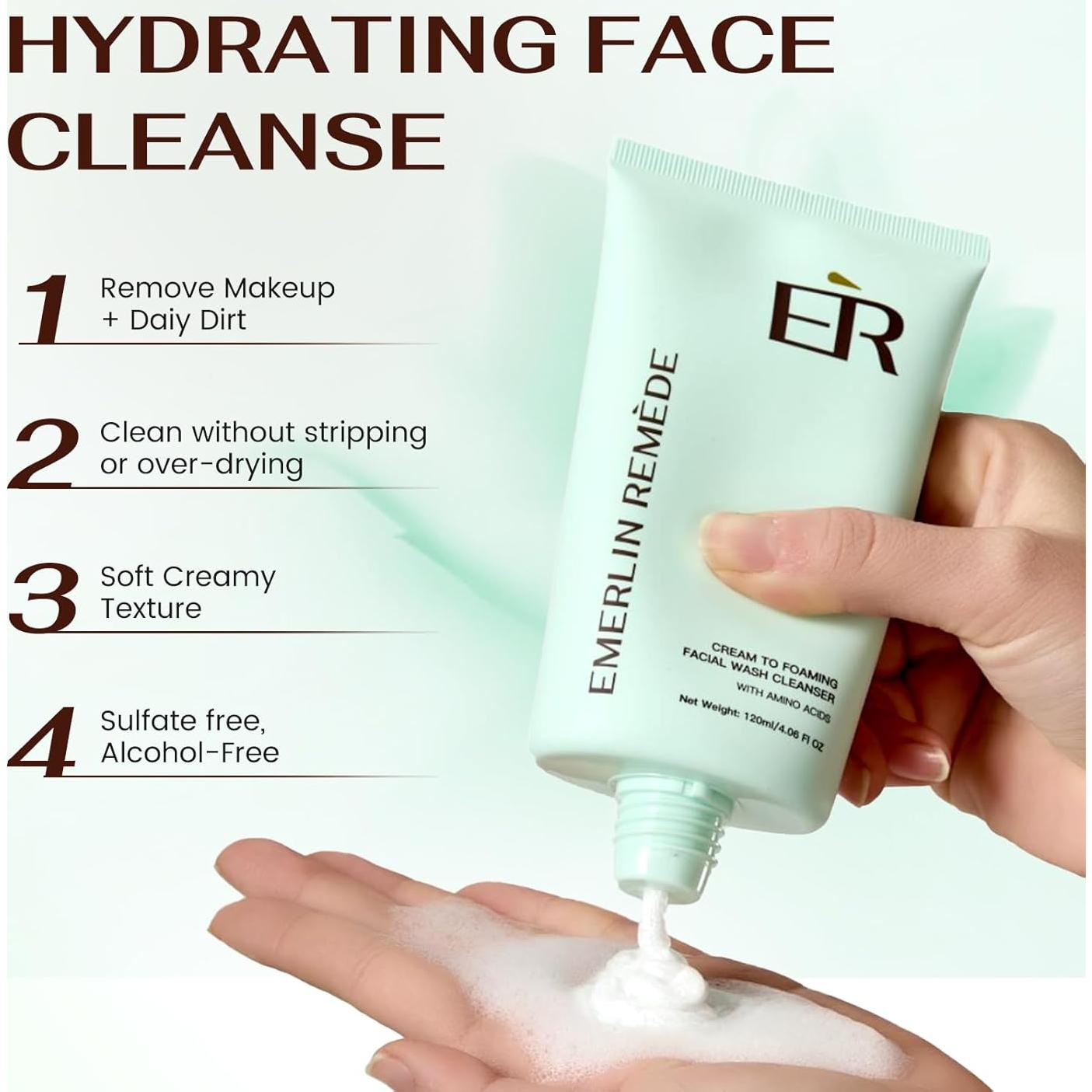 Limpiador Facial Espuma EMERLIN REMÈDE 120ml - Aloe, Ceramida NP, Ácido Hialurónico