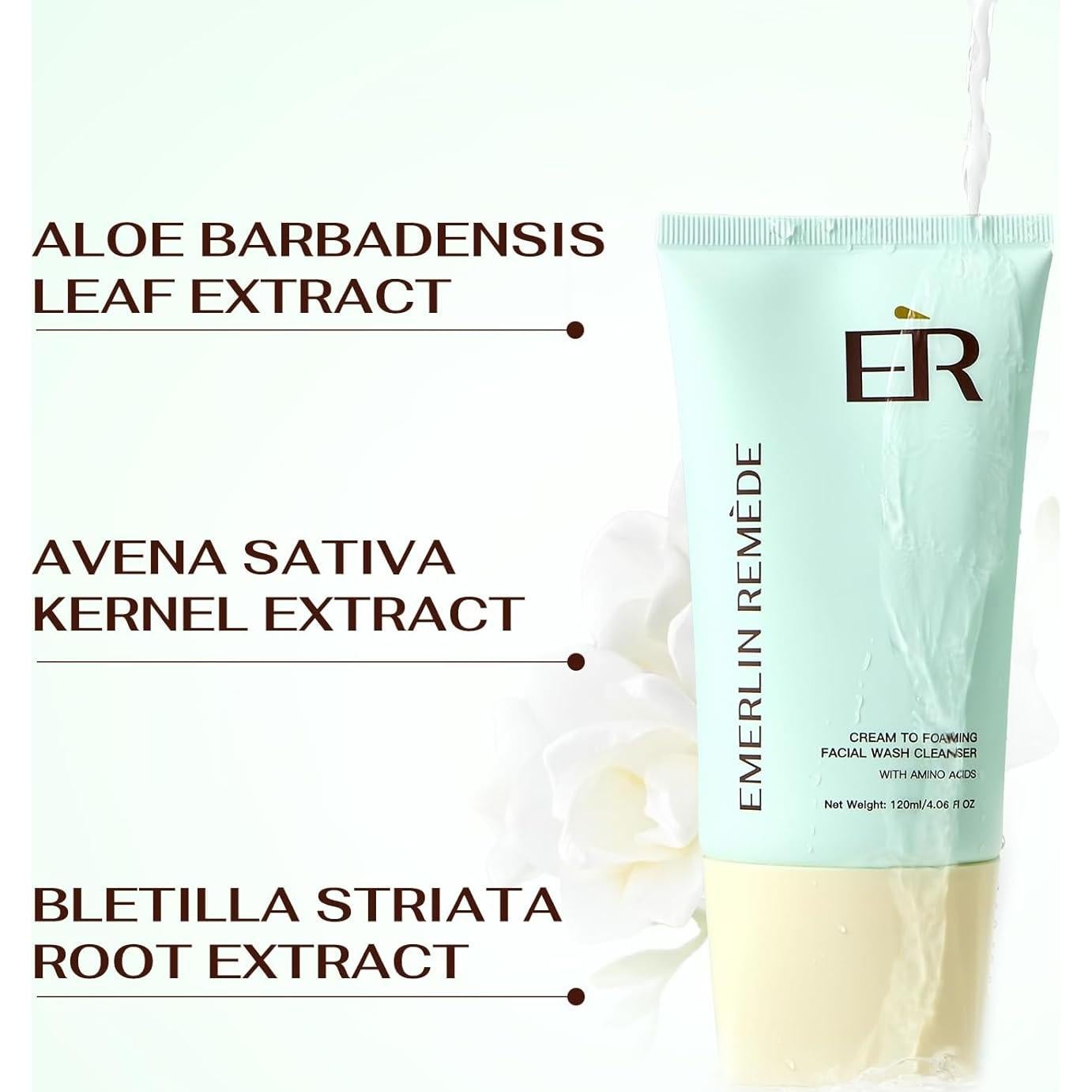 Limpiador Facial Espuma EMERLIN REMÈDE 120ml - Aloe, Ceramida NP, Ácido Hialurónico