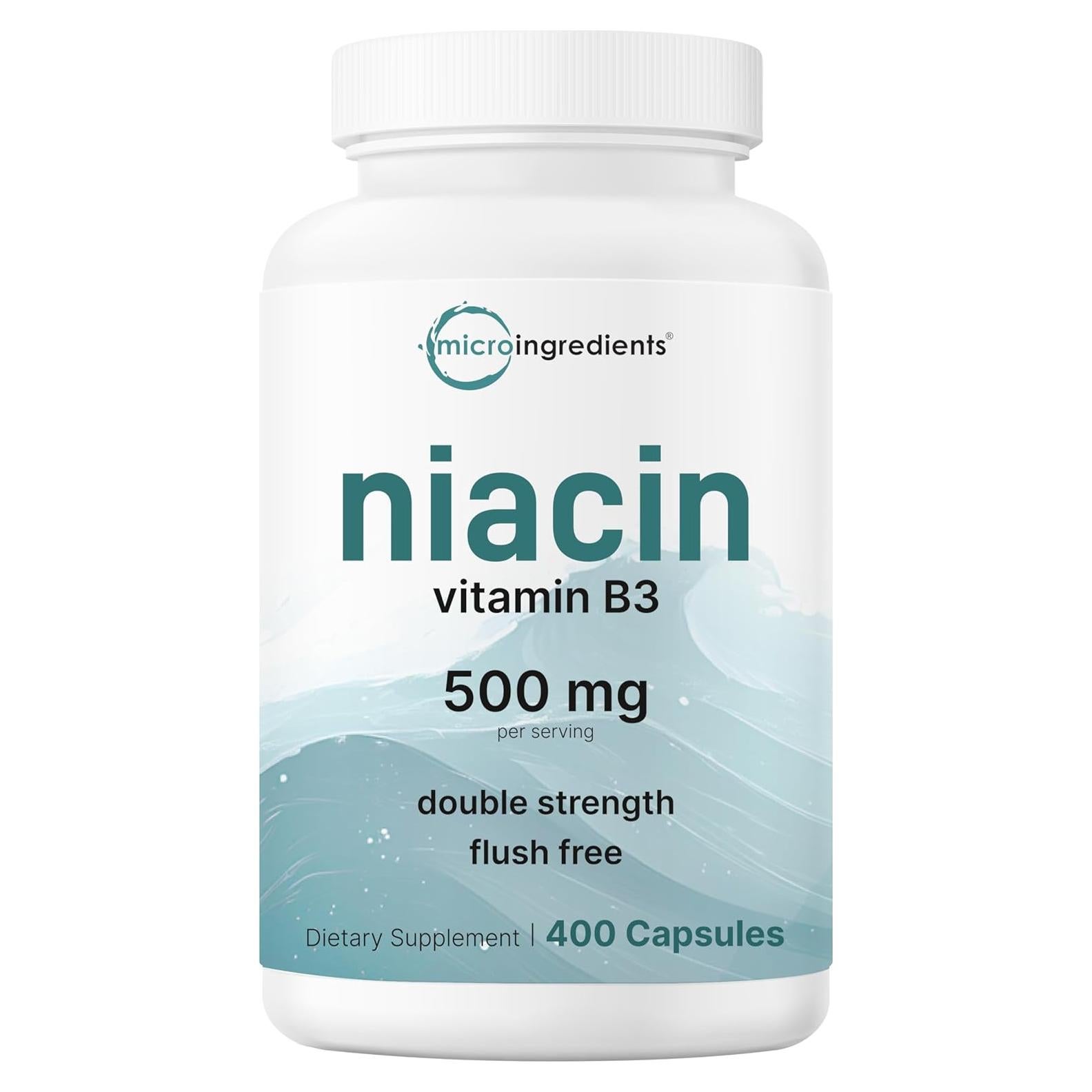 Niacina 500mg Micro Ingredients 400 Cápsulas Sin Enrojecimiento