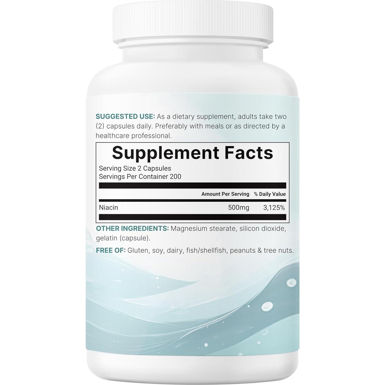 Niacina 500mg Micro Ingredients 400 Cápsulas Sin Enrojecimiento