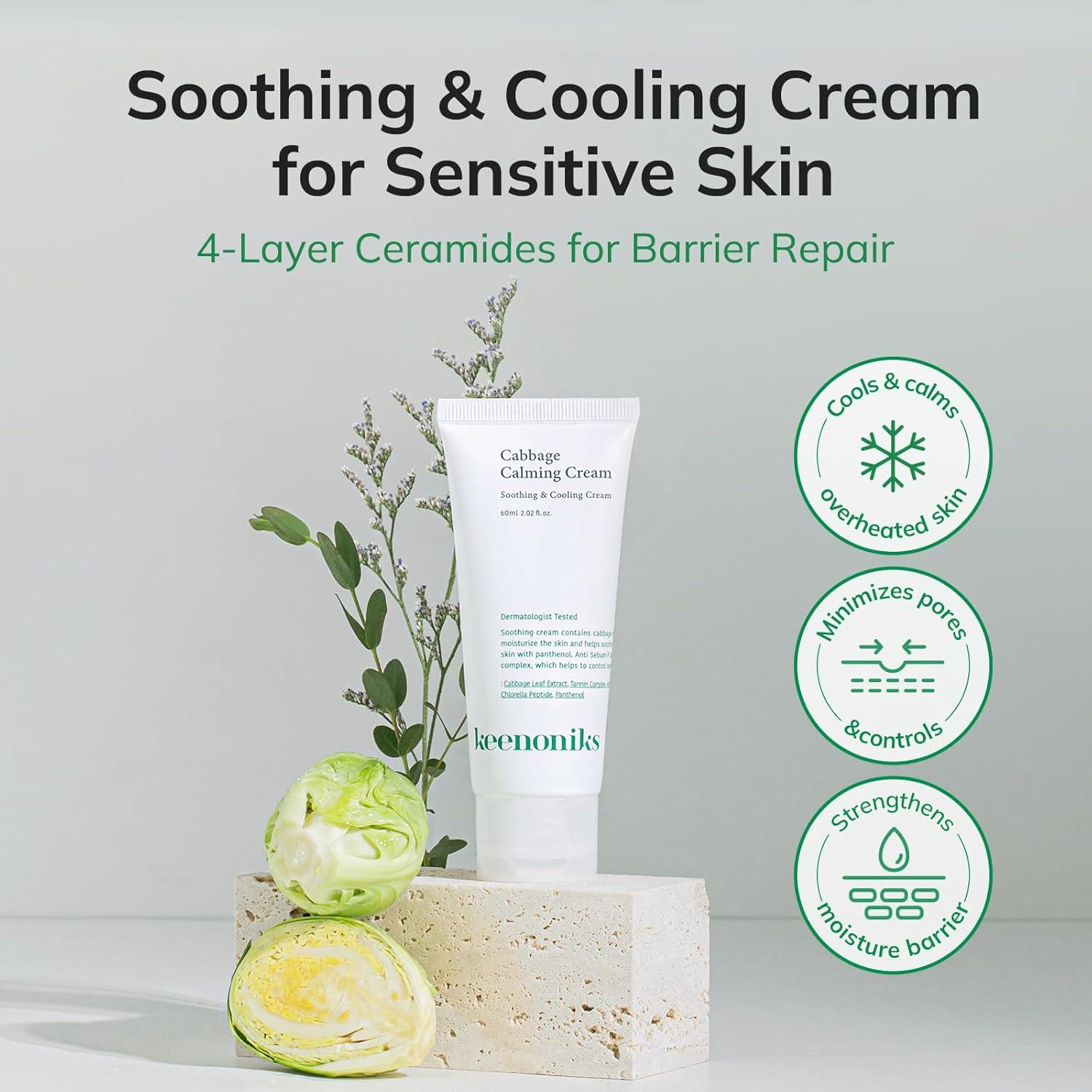 Crema Calmante de Repollo Keenoniks 60ml - Hidratante Piel Sensible