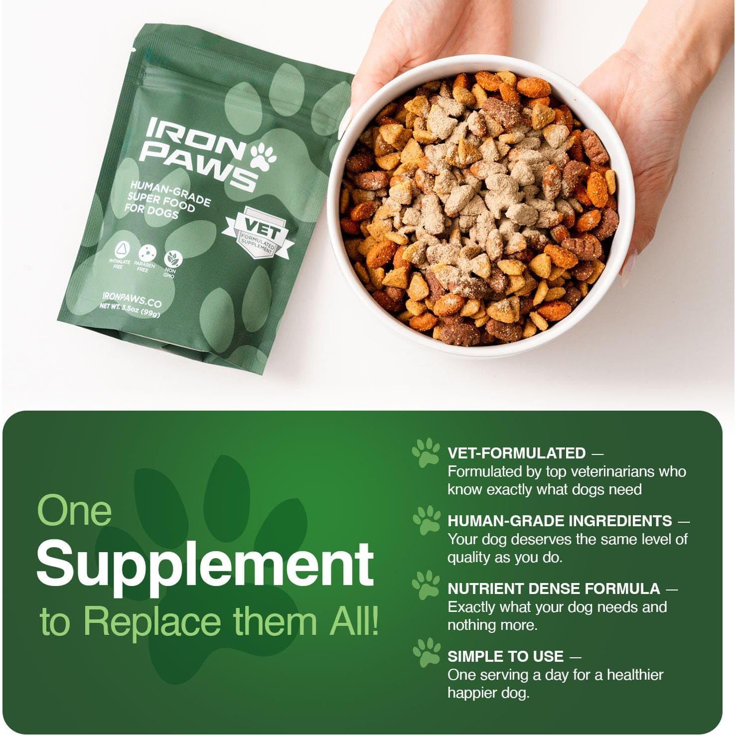 Suplemento en Polvo para Perros Iron Paws 99.22 g Salud Dental y Articulaciones