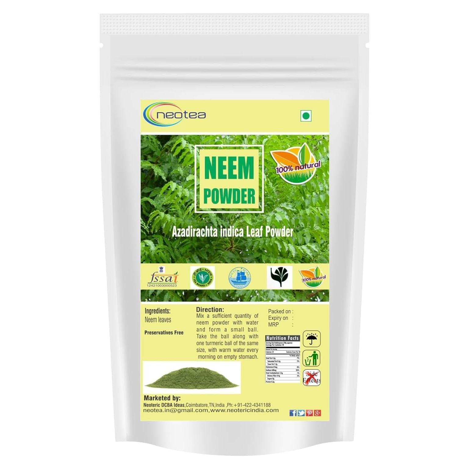 Polvo de Neem Orgánico Neotea 300 g - Cuidado Piel y Cabello