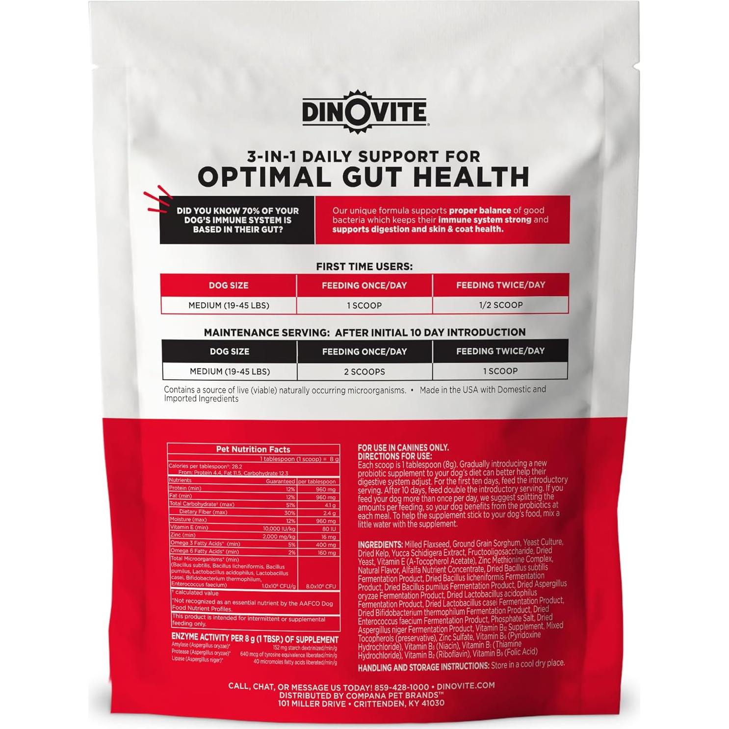 Dinovite 3 en 1 Probiotico para Perros Medianos 30 Porciones