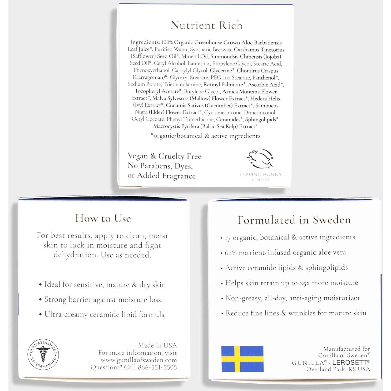 Crema de Ceramida GUNILLA 56.7 g Vegana y Sin Fragancia