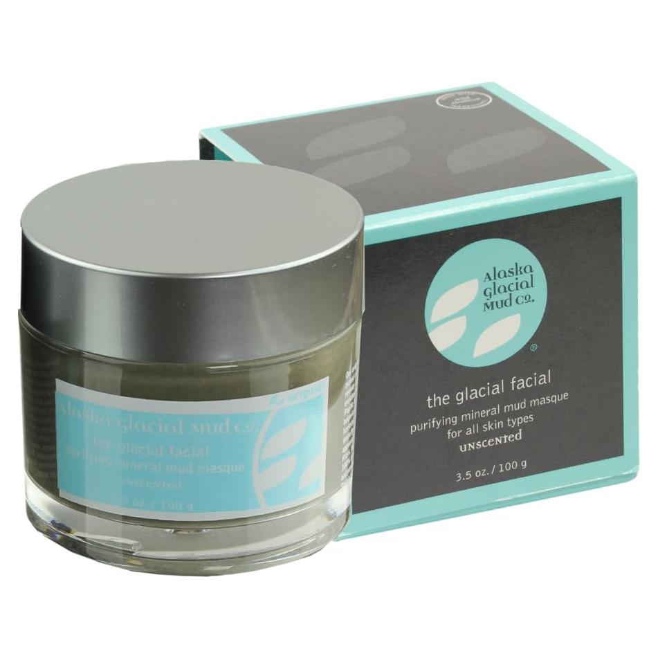 Alaska Glacial Purifying Mineral Mud Mask with Glacial Clay & Botanicals – Gently Detoxifies, Hydrates & Smooths – Anti-Aging Facial for Sensitive Skin – Unscented, 3.5oz