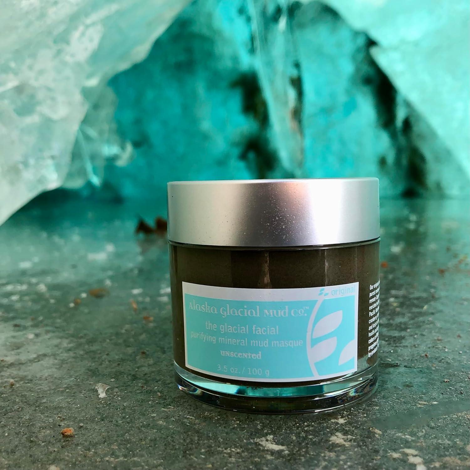 Alaska Glacial Purifying Mineral Mud Mask with Glacial Clay & Botanicals – Gently Detoxifies, Hydrates & Smooths – Anti-Aging Facial for Sensitive Skin – Unscented, 3.5oz