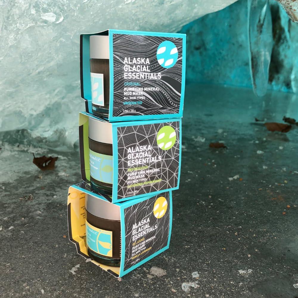 Alaska Glacial Purifying Mineral Mud Mask with Glacial Clay & Botanicals – Gently Detoxifies, Hydrates & Smooths – Anti-Aging Facial for Sensitive Skin – Unscented, 3.5oz