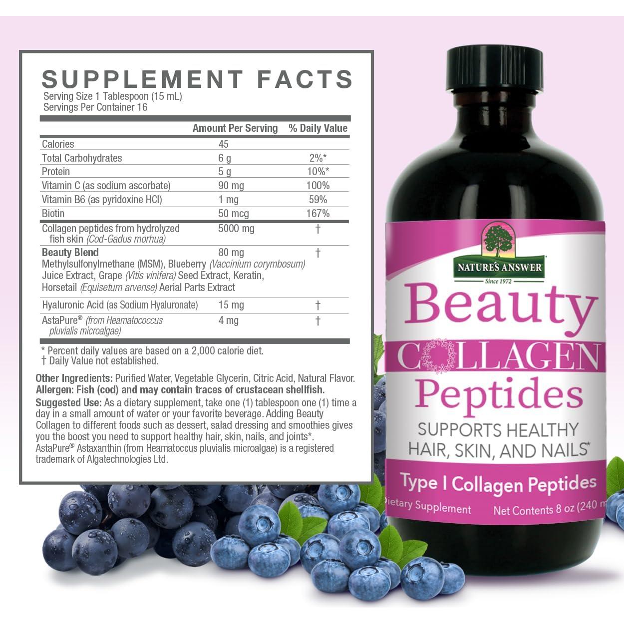 Colágeno Peptídico Nature's Answer 240 ml | Soporte Piel, Cabello y Uñas