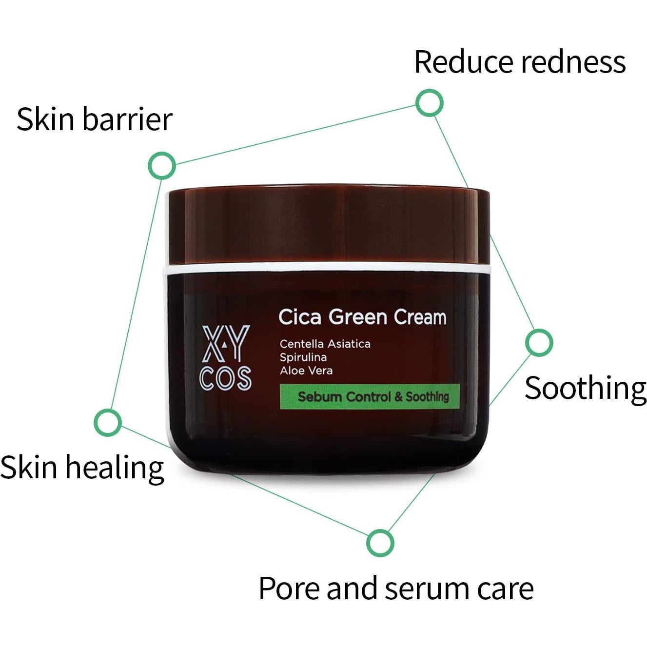 Crema Verde Cica 48g - Vegana y Libre de Crueldad - Piel Sensible