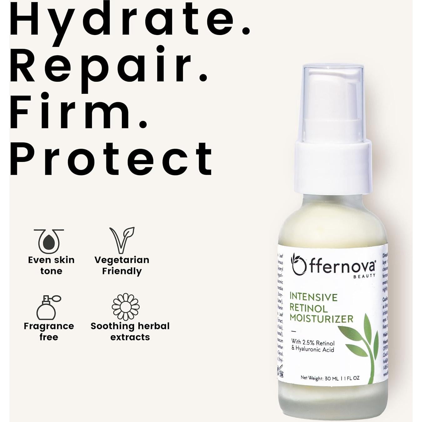 Crema Humectante Nocturna Offernova 2.5% Retinol & Ácido Hialurónico