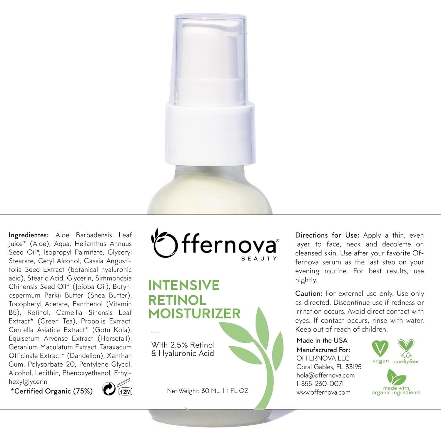 Crema Humectante Nocturna Offernova 2.5% Retinol & Ácido Hialurónico