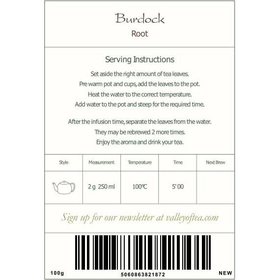 Té de raíz de bardana orgánico Valle del Té 100g